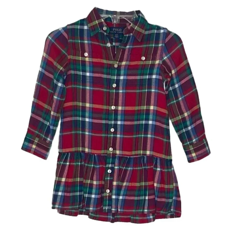 ❤️ POLO BY RALPH LAUREN Kids Multicolor Plaid Button Down Shirt Size 4/4T